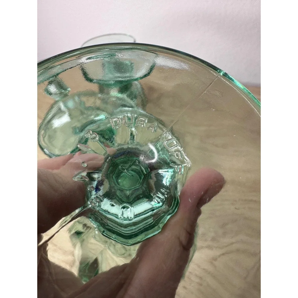 Libbey‎ Duratuff Gibraltar Green Glass Wine Goblets Set of 6 Sage Seafoam 6.75in